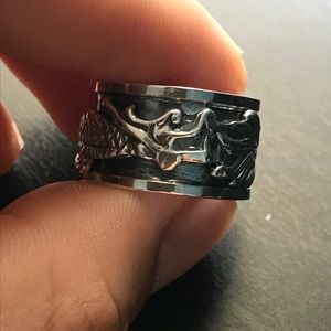 Solid Silver Dragon Spinner Ring